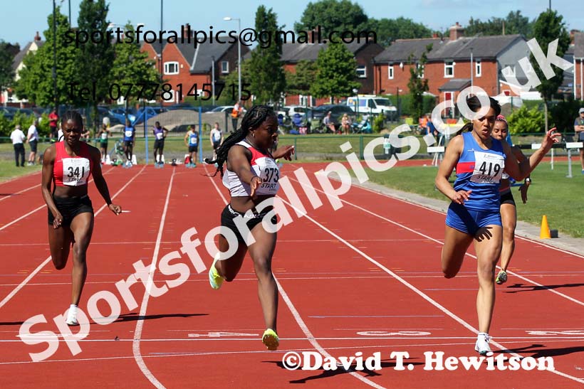 Womens under-20s 100 metres, 2021 Northern Senior and Under-20s Champs., Leigh. Photo: David T. Hewitson/Sports for All Pics